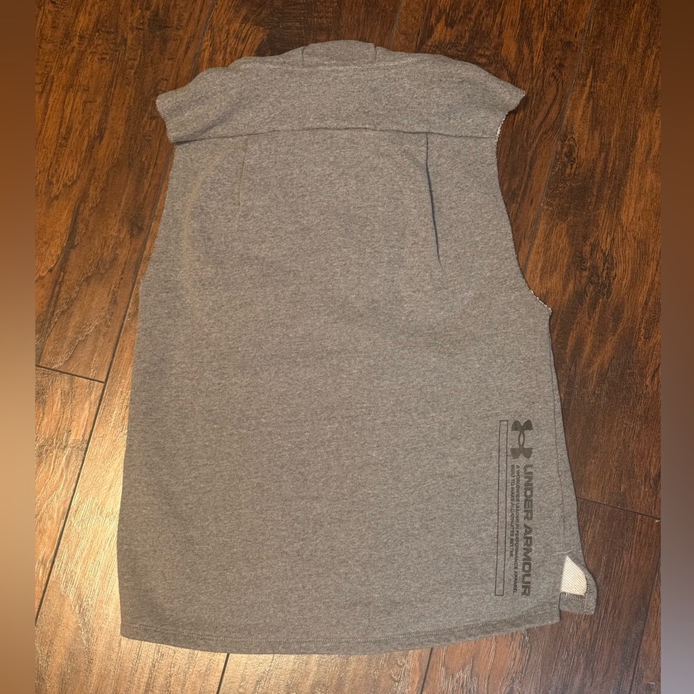 Under Armour Sleeveless Hoodie Mens XS Gray Pullover Sweatshirt Athletic Gym UA - Picture 7 of 14